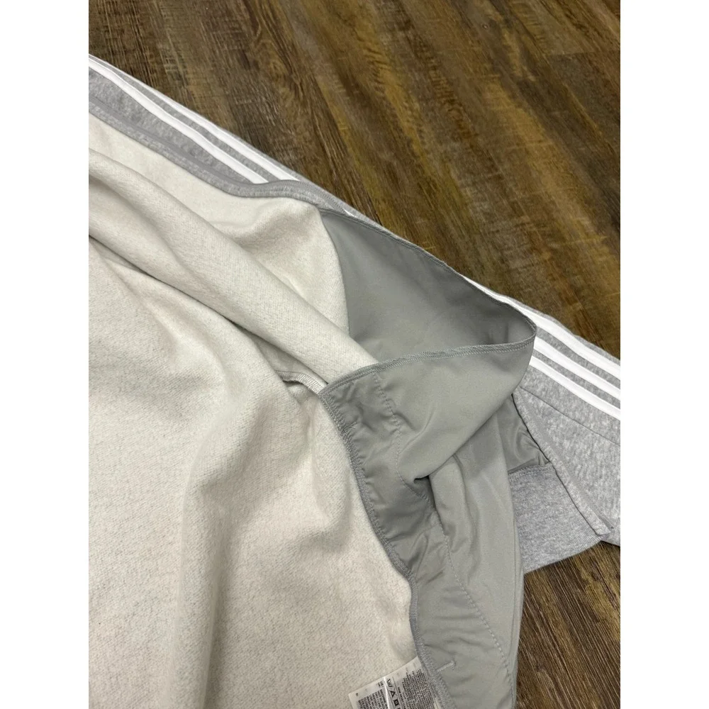 Adidas Mens Essentials 3-Stripes Full Zip Hoodie Grey IJ6479 4XLT Big and Tall